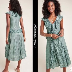 ANTHROPOLOGIE Antoinette ruffled midi dress